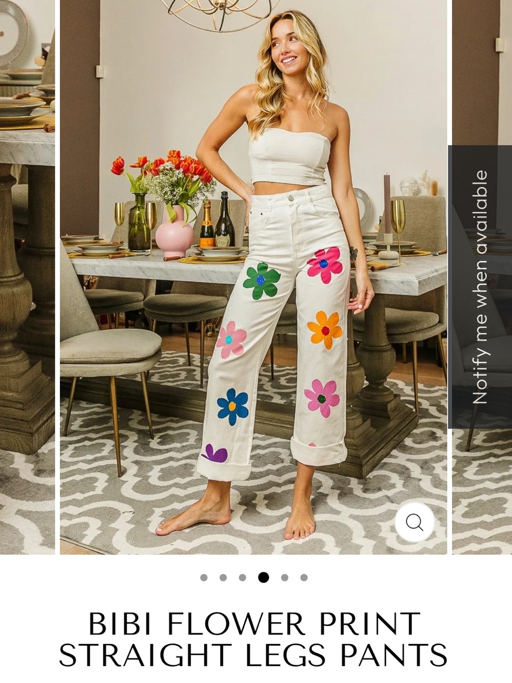 Bibi Flower Print Straight Leg Pants